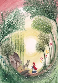 BijdeHansje Ansichtkaart Roodkapje