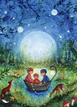 BijdeHansje Ansichtkaart Mushroom Children