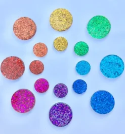 Glitter Speelschijven Regenboog, 16 Stuks