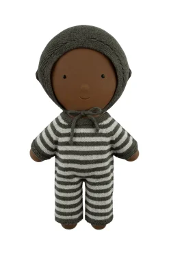 Gommu Onepiece Lang, Grijs Met Donkergroene Dikke Strepen