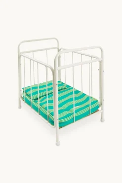 Gommu Poppen Ledikant Met Groen Gestreept Beddengoed