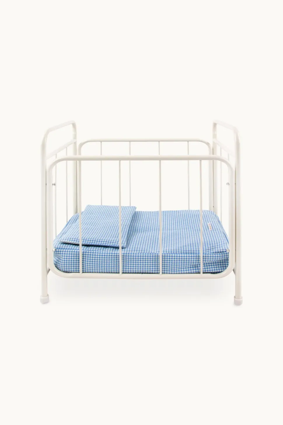 Gommu Poppen Ledikant Met Blauw Geruit Beddengoed