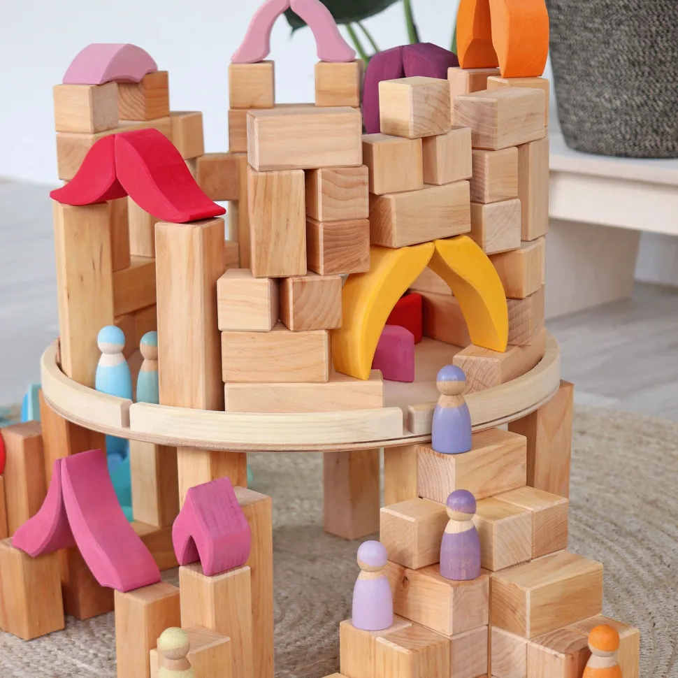 Grimm's Blokken Piramide Naturel, 100 Stuks Groot