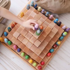 Grimm's Blokken Piramide Naturel, 100 Stuks Groot
