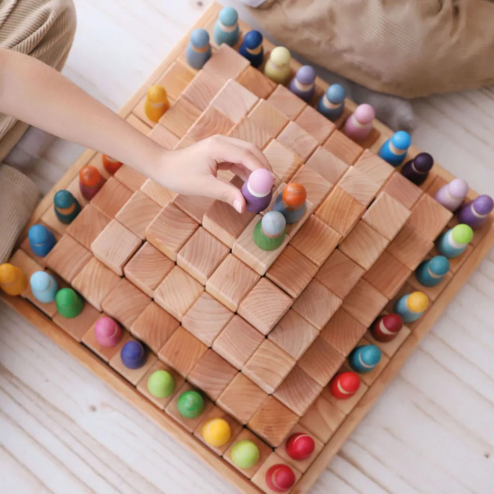 Grimm's Blokken Piramide Naturel, 100 Stuks Groot