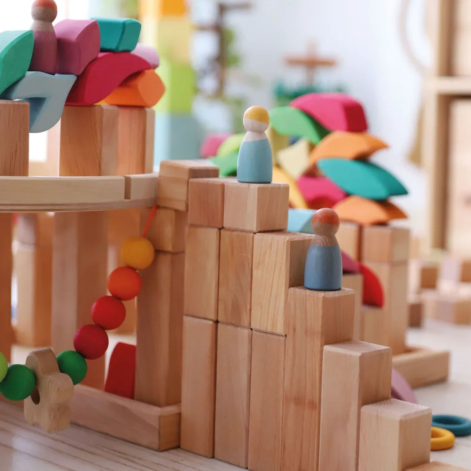 Grimm's Blokken Piramide Naturel, 100 Stuks Groot