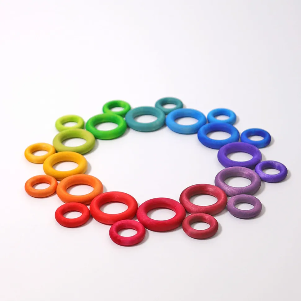 Grimm's Houten Ringen, Regenboogkleur 24 Delig