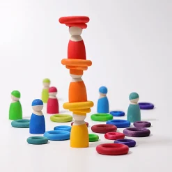 Grimm's Houten Ringen, Regenboogkleur 24 Delig