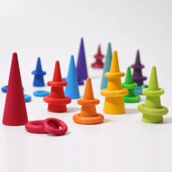 Grimm's Houten Ringen, Regenboogkleur 24 Delig