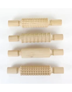 Houten Rollers Verschillende Structuren, 4 Stuks