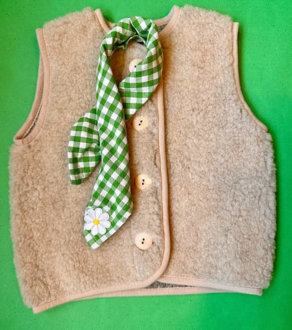 Luka Luna Bandana Lichtgroene Ruitjes + Bloemetjes Embleem