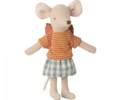 Maileg Driewieler Muis, Grote Zus Roze Rugzak