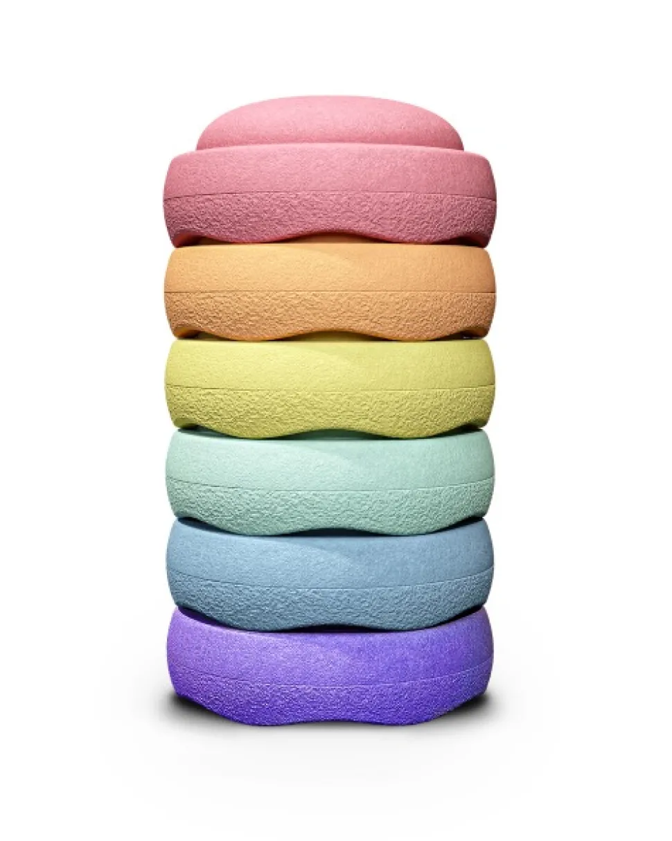 Stapelstein Regenboog Pastel Set, 6 Stuks