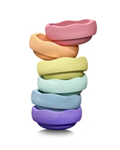 Stapelstein Regenboog Pastel Set, 6 Stuks
