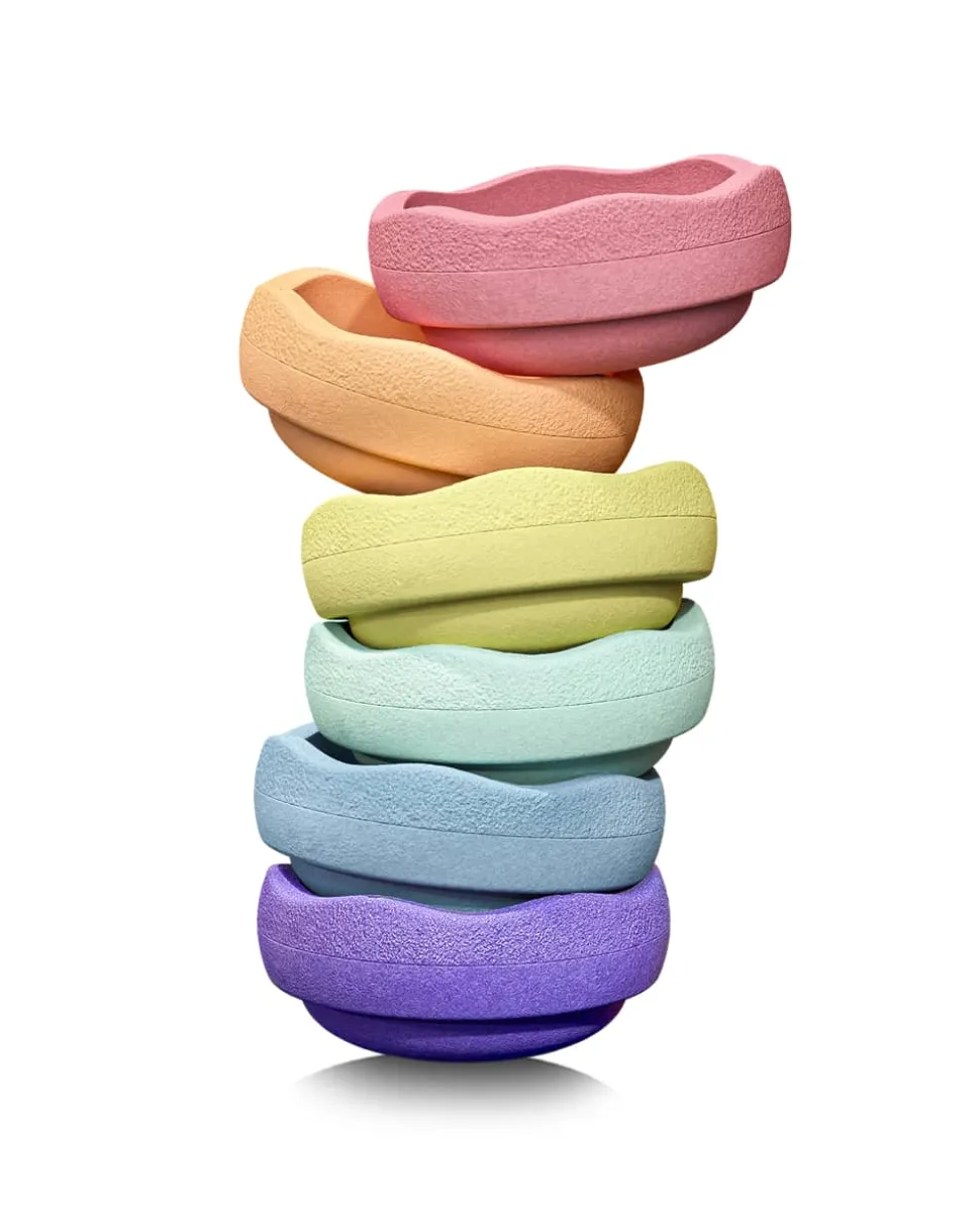 Stapelstein Regenboog Pastel Set, 6 Stuks