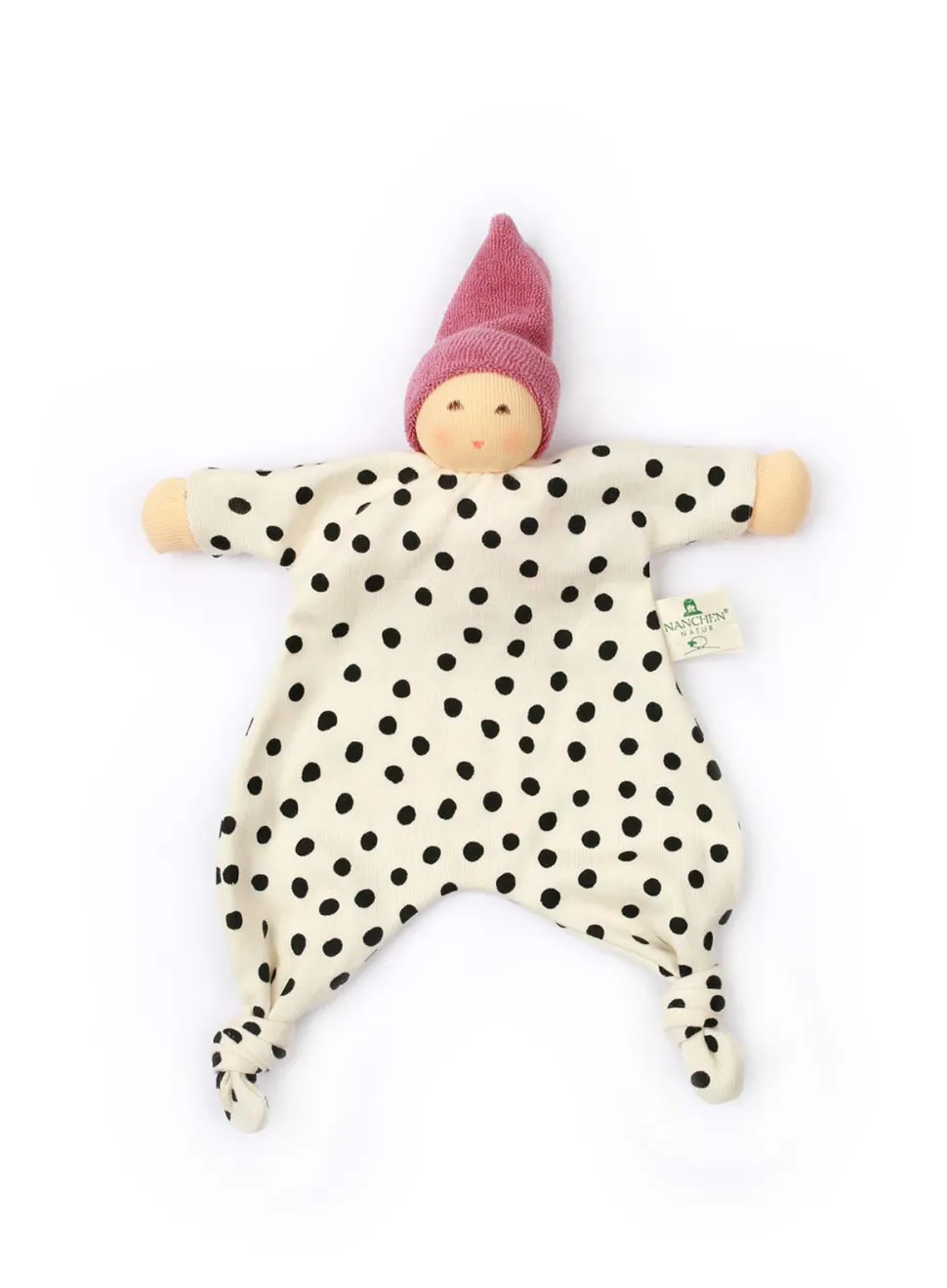 Zonnekindpop | Geboorteknuffel Met Stipjes Donkerroze